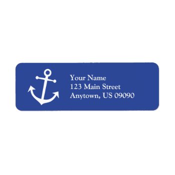 Boat Anchor Return Address Label (navy Blue/white) by WindyCityStationery at Zazzle