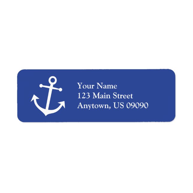 Boat Anchor Return Address Label (Navy Blue/White) (Front)