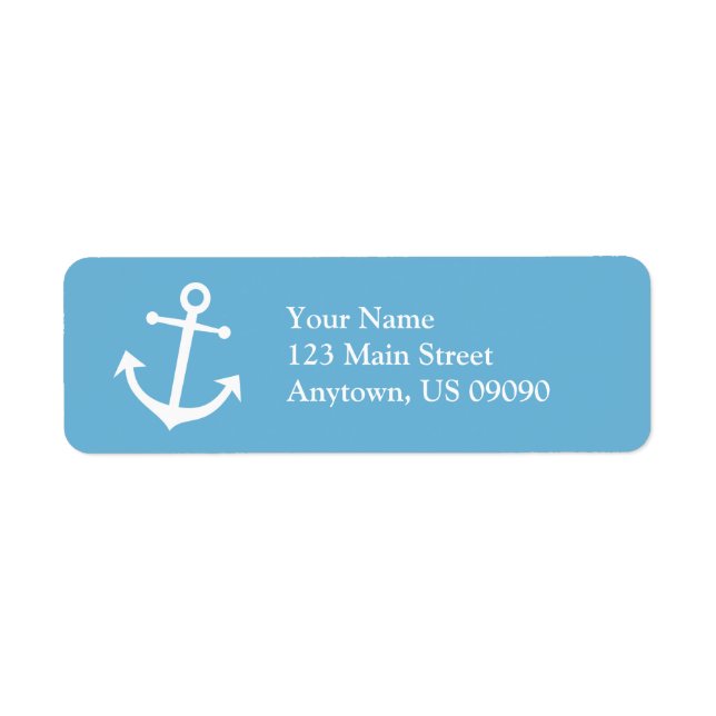 Boat Anchor Return Address Label (Sky Blue/White) (Front)