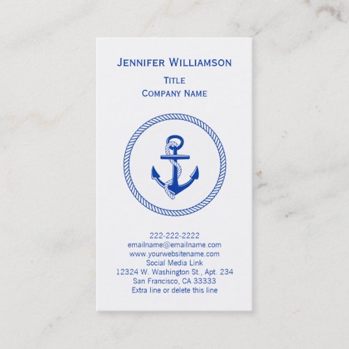 Boat Anchor Sailing Boating Yachting Crew Nautical Business Card