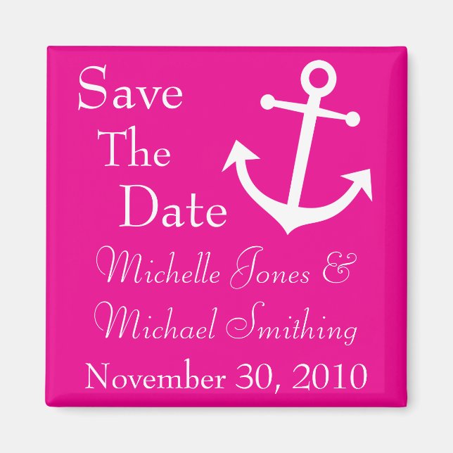 Boat Anchor Save The Date Magnets (Magenta) (Front)