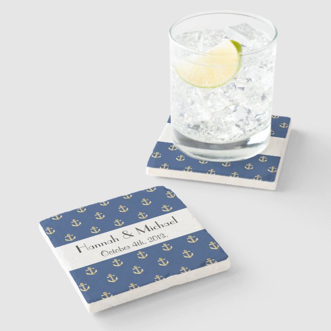 Boat Anchor, Ship Anchor, Sea Anchor, Wedding Stone Coaster (Side)