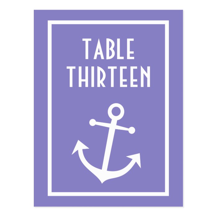 Boat Anchor Table Numbers (Purple / White) Post Card