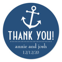 Boat Anchor Thank You Labels (Dark Blue)