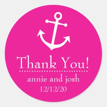 Boat Anchor Thank You Labels (magenta Pink) by WindyCityStationery at Zazzle