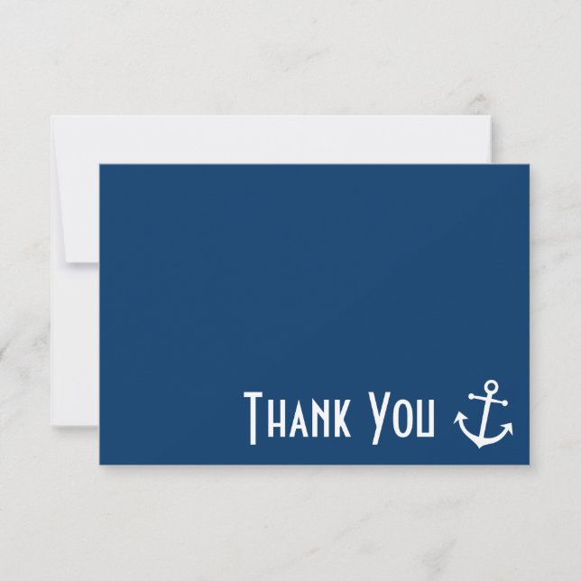 Boat Anchor Thank You Note Cards (Dark Blue) (Front)