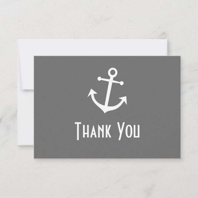 Boat Anchor Thank You Note Cards (Gray) (Front)