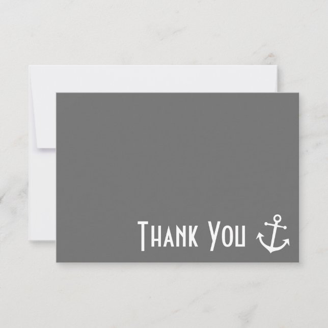 Boat Anchor Thank You Note Cards (Gray) (Front)