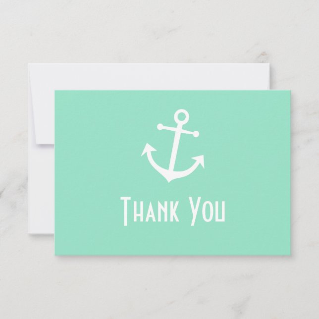 Boat Anchor Thank You Note Cards (Pale Green) (Front)