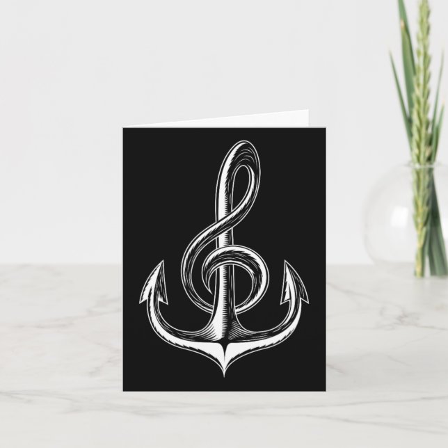 Boat Anchor Treble Clef Nautical Musician  Card (Front)
