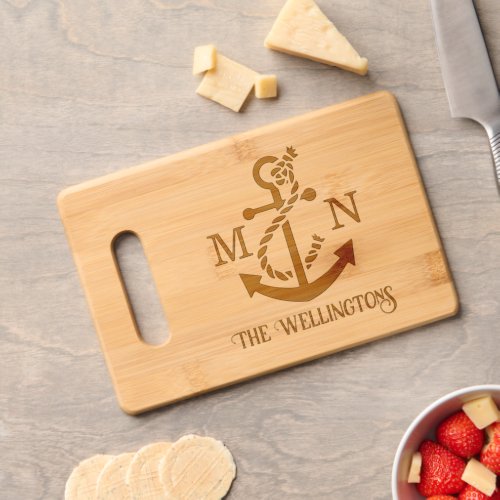 Boat Anchor with Rope Couple Initial Name Monogram Cutting Board