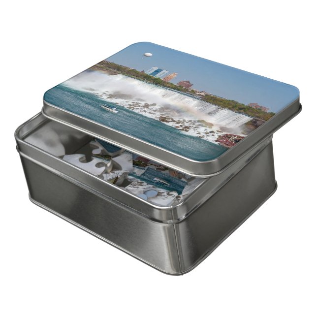 Boat and American Falls from Niagara Falls Jigsaw Puzzle (Lid Open)