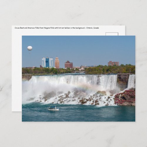 Boat and American Falls from Niagara Falls Postcard
