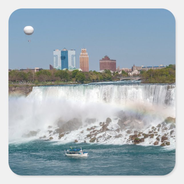 Boat and Balloon in American Niagara Falls Square Sticker (Front)