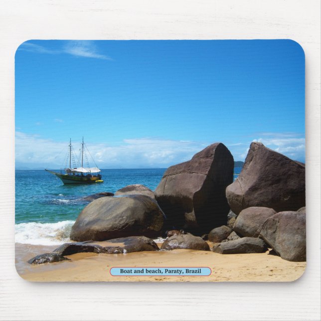 Boat and beach, Paraty, Brazil Mouse Pad (Front)