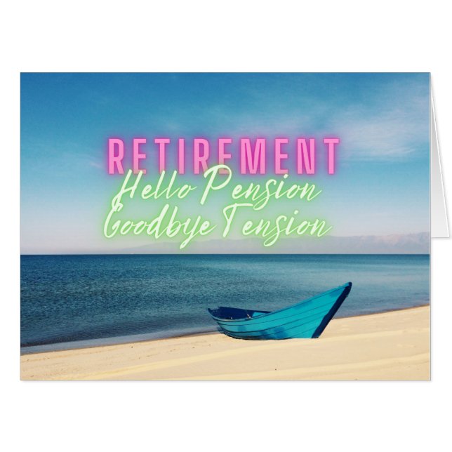 Boat and Beach Scene Retirement BIG Card (Front Horizontal)
