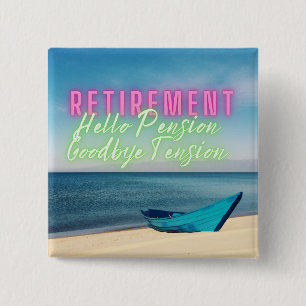 Boat and Beach Scene Retirement Button