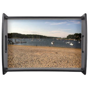 BOAT AND BEACH SCENE SERVING TRAY
