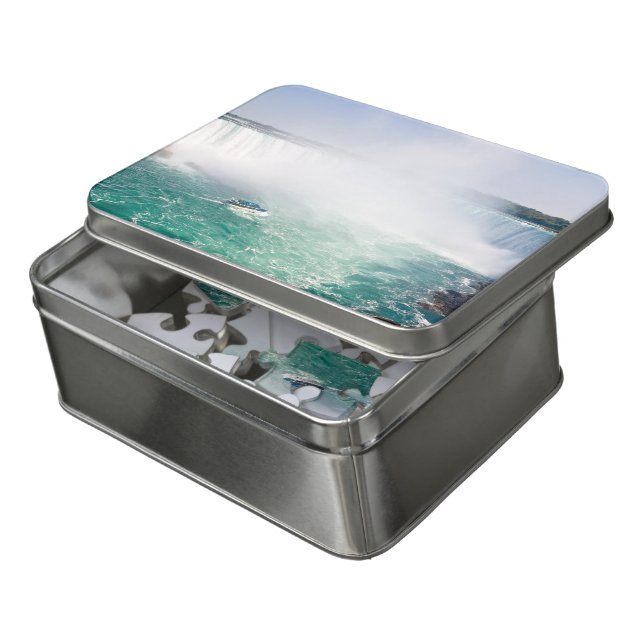 Boat and Horseshoe Falls from Niagara Falls Jigsaw Puzzle (Lid Open)