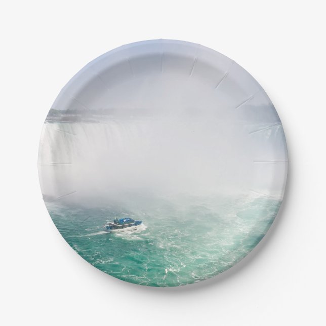 Boat and Horseshoe Falls from Niagara Falls Paper Plates (Front)
