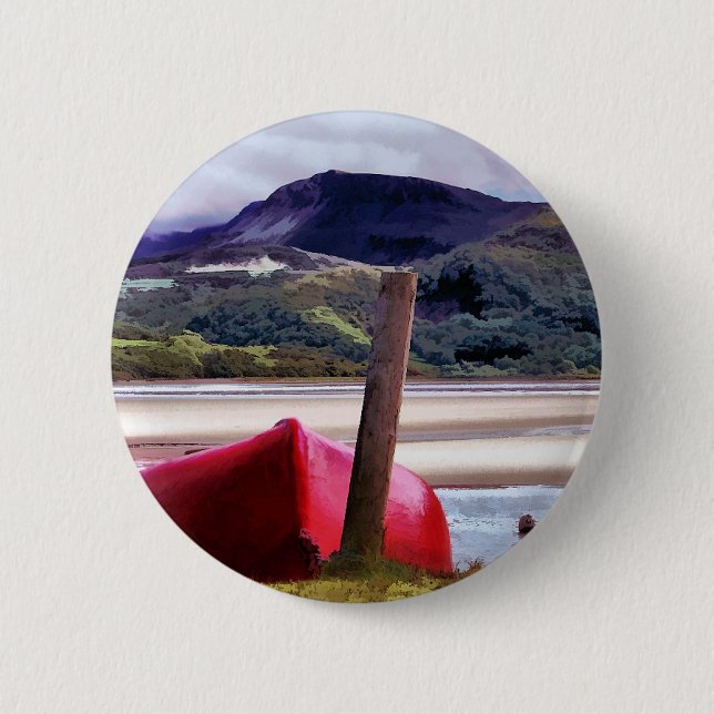 BOAT AND MOUNTAIN LANDSCAPE BUTTON (Front)