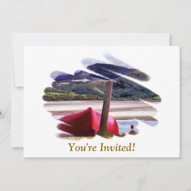 BOAT AND MOUNTAIN LANDSCAPE INVITATION (Front)