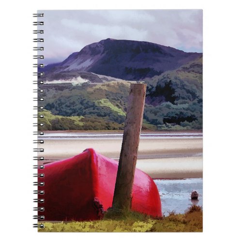BOAT AND MOUNTAIN LANDSCAPE NOTEBOOK