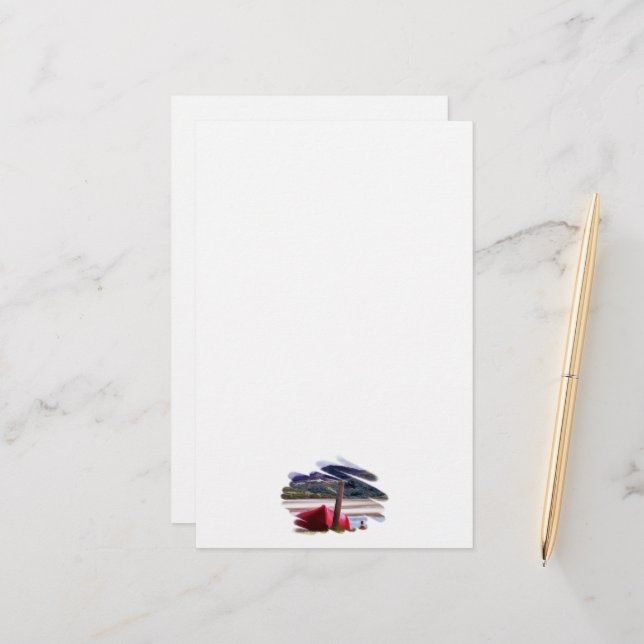 BOAT AND MOUNTAIN LANDSCAPE STATIONERY (Front/Back In Situ)