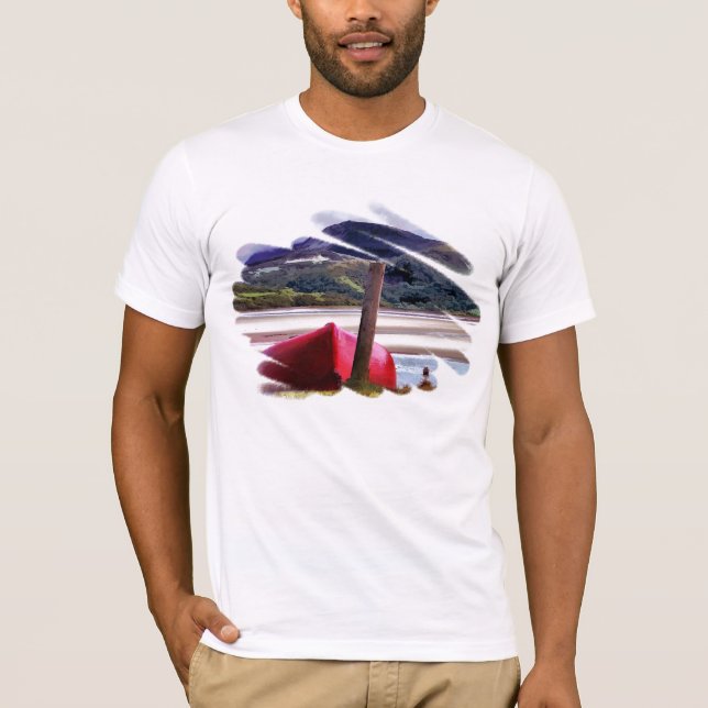 BOAT AND MOUNTAIN LANDSCAPE T-Shirt (Front)