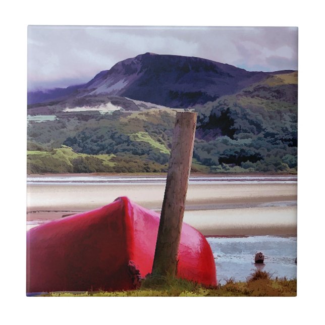 BOAT AND MOUNTAIN LANDSCAPE TILE (Front)