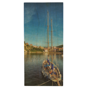 Boat Approaching Shore   Agropoli Wood Flash Drive