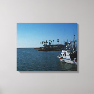 Boat At Oceanside Wrapped Canvas Print