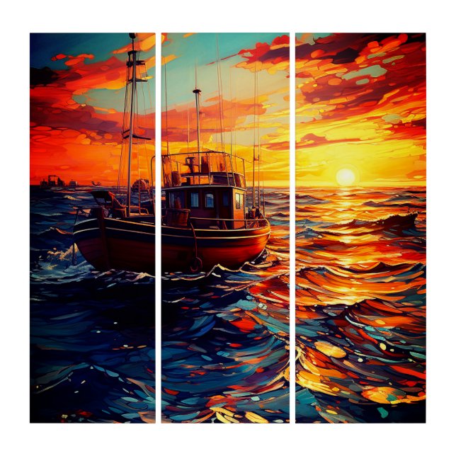 Boat at Sunset Triptych (Front)