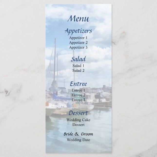 Boat Basin Fells Point Wedding Menu (Front)