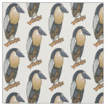 Boat-billed heron bird cartoon illustration  fabric
