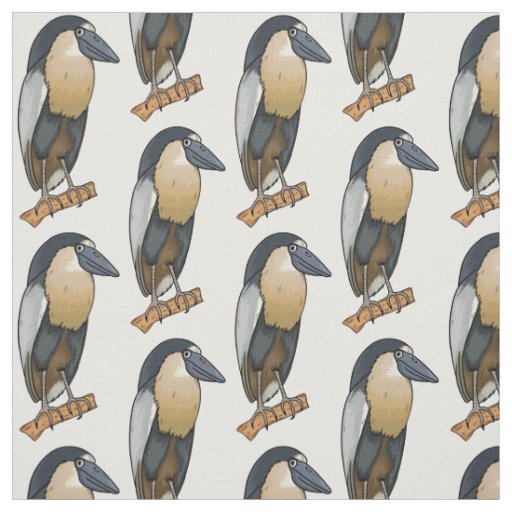 Boat-billed heron bird cartoon illustration  fabric