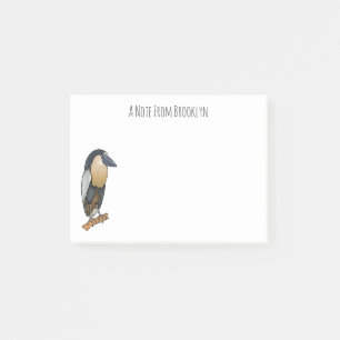 Boat-billed heron bird cartoon illustration post-it notes