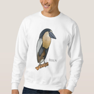 Boat-billed heron bird cartoon illustration sweatshirt