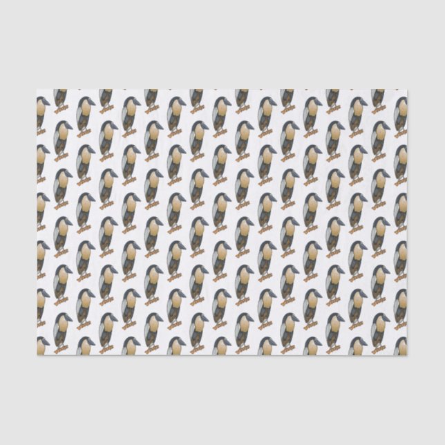 Boat-billed heron bird cartoon illustration tissue paper (Front)