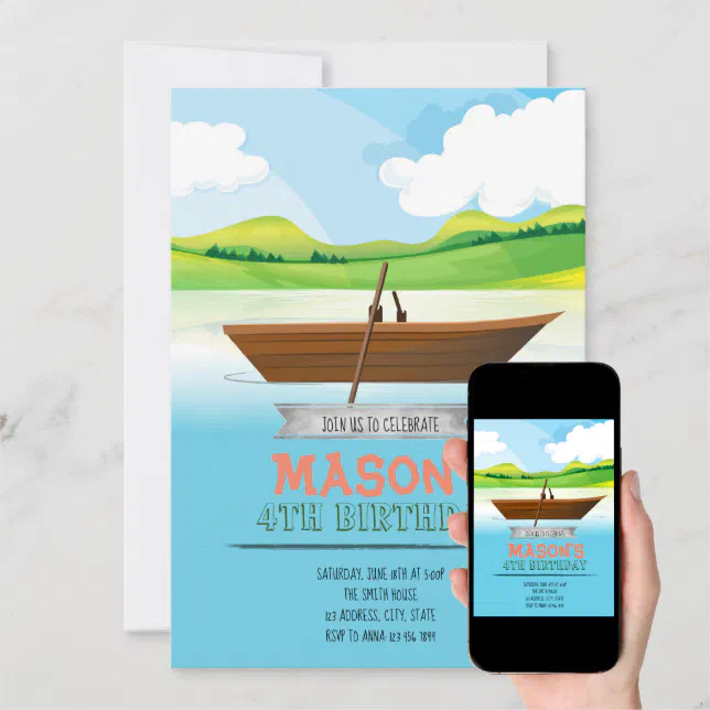 Boat Birthday party invitation Zazzle