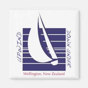 Boat Blue Square_UpDown Wellington magnet