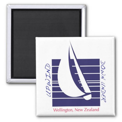 Boat Blue Square_UpDown Wellington magnet