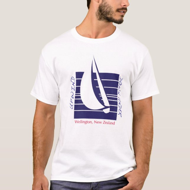 Boat Blue Square_UpDown Wellington t-shirt (Front)