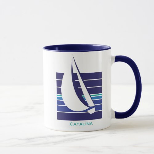 Boat Blues Square_Catalina mug