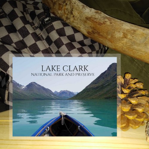 Boat Bow Glassy  Lake Clark Mountains Alaska Postcard