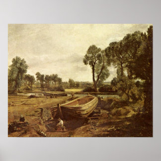 Boat building in Flatford by John Constable Poster