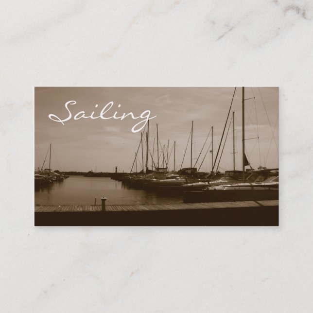 Boat Business Cards Sailing Harbor Sepia (Front)