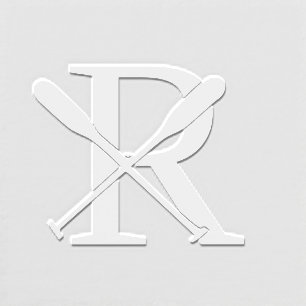 Boat Canoe Oars Over Single Bold Initial Monogram Embosser