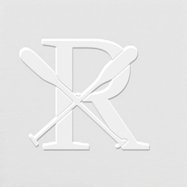 Boat Canoe Oars Over Single Bold Initial Monogram Embosser (Design)