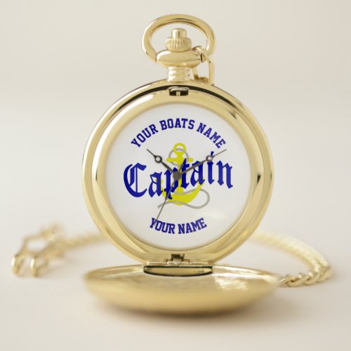 boat captain anchor design pocket watch
